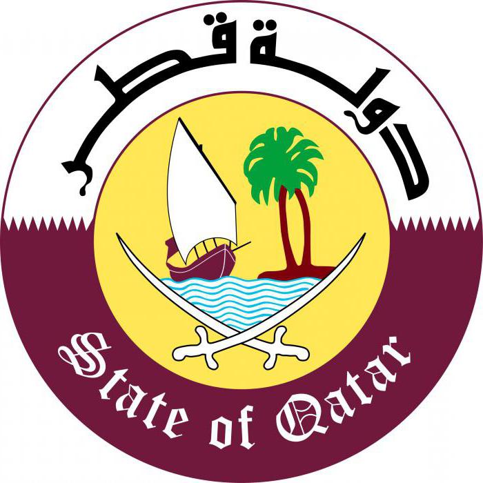 Címer és Katar zászlója. A hivatalos szimbólumok leírása és jelentése